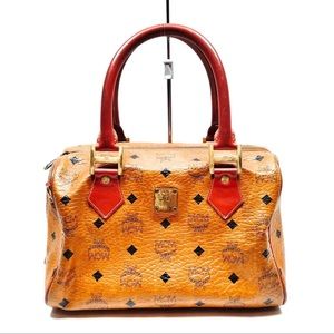 AUTH MCM Handbag Boston Bag Brown